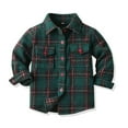 thumbnail image 1 of GYRATEDREAM Toddler Baby Boys Girls Plaid Flannel Shirt Jacket Kids Long Sleeve Lapel Button Down Shirts Fur-Lined Coat Children Fall Winter Tops Outwear Clothes Green for 6 Months-14 Years, 1 of 8