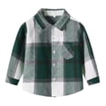 thumbnail image 1 of GYRATEDREAM Toddler Baby Boys Girls Plaid Flannel Shirt Jacket Kids Long Sleeve Lapel Button Down Shirts Fur-Lined Coat Children Lightweight Tops Outwear Clothes Green for 6 Months-14 Years, 1 of 3