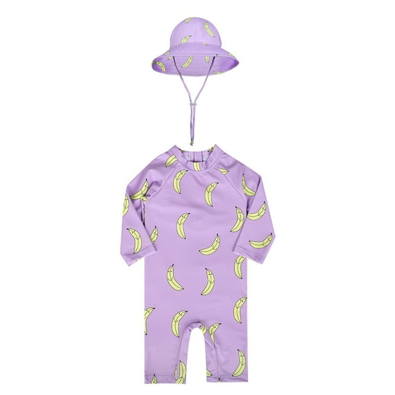 GYRATEDREAM Toddler Baby Boys Girls Sun Protection Swimsuit Kids Rash Guard One Piece Zipper Bathing Suit Beach Swimwear with Sun Hat for 1-7Y