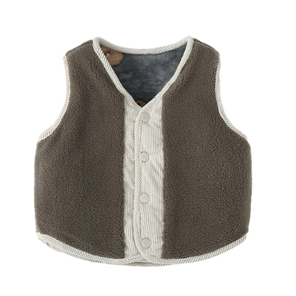 GYRATEDREAM Toddler Baby Boys Girls Warm Vests Kids Sleeveless V Neck Knit Sweater Button Down Soft Vest for 3-4Y Gray
