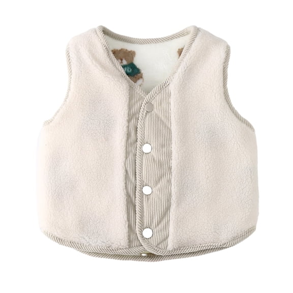 GYRATEDREAM Toddler Baby Boys Girls Warm Vests Kids Sleeveless V Neck Knit Sweater Button Down Soft Vest for 3-4Y White