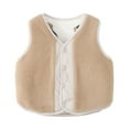 thumbnail image 1 of GYRATEDREAM Toddler Baby Boys Girls Warm Vests Kids Sleeveless V Neck Knit Sweater Button Down Soft Vest for 5-6Y Brown, 1 of 5