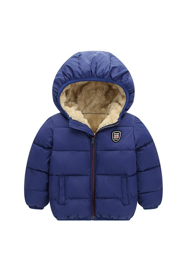 Toddler Baby Boys Girls Winter Coat Fleece Lined Warm Hooded Jacket Snowsuit Windproof Outerwear 2-7T