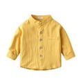 thumbnail image 1 of GYRATEDREAM Toddler Baby Boys' Long Sleeve Shirts Kids Classic Collared Button-Down Tshirt Solid Cotton Top Yellow for 2-9Y, 1 of 8