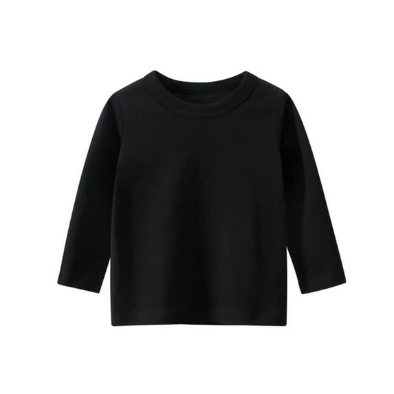 GYRATEDREAM Toddler Baby Boys Long Sleeve T-Shirt Kids Cotton Soft Crewneck Tee Solid Color Basic Top Black for 2-10Y
