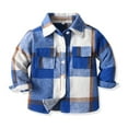 thumbnail image 1 of GYRATEDREAM Toddler Baby Boys Plaid Flannel Shirt Jacket Kids Long Sleeve Lapel Button Down Shirts Fur-Lined Coat with Pockets Children Fall Winter Tops Outwear Clothes Blue for 6 Months-14 Years, 1 of 8