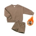 thumbnail image 1 of GYRATEDREAM Toddler Baby Cotton Thicken Pullover 2 Piece Outfits Boys Girls Solid Long Sleeve Sweatshirt + Elastic Waist Shorts Sets Kids Teen Clothes Suit for 12 Months-14 Years, 1 of 8
