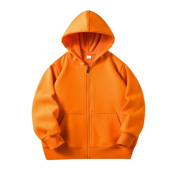 GYRATEDREAM Toddler Baby Fall Winter Zip-up Hoodie Jacket Kids Lightweight Long Sleeve Windbreaker Hooded Sweatshirts Coat with Pockets Boys Girls Solid Color Fleece Lined Outwear for 2-8 Years
