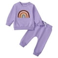 thumbnail image 1 of GYRATEDREAM Toddler Baby Girl Clothes Rainbow Embroidery Crewneck Pullover Sweatshirt Top and Pants Set 2Pcs Fall Winter Outfits 0-3T, 1 of 10