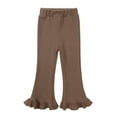 thumbnail image 1 of GYRATEDREAM Toddler Baby Girl Flare Pants for Infant Little Girls Wide Leg Ruffle Pants Bell Bottoms Legging Trousers for 1-2Y Coffee, 1 of 1
