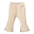 thumbnail image 1 of GYRATEDREAM Toddler Baby Girl Flare Pants for Infant Little Girls Wide Leg Ruffle Pants Bell Bottoms Legging Trousers for 9-12M White, 1 of 9