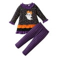 thumbnail image 1 of GYRATEDREAM Toddler Baby Girl Halloween Outfit Ruffle Long Sleeve Shirt Tops + Pants Set 2PCS Cute Fall Clothes, 1 of 9