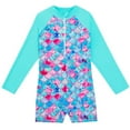 thumbnail image 1 of GYRATEDREAM Toddler Baby Girl One Piece Swimsuit Kids Mermaid Zipper Long Sleeve Swimwear Girls UPF Sun Proction Rash Guard Bathing Suit for 4-12 Years, 1 of 8