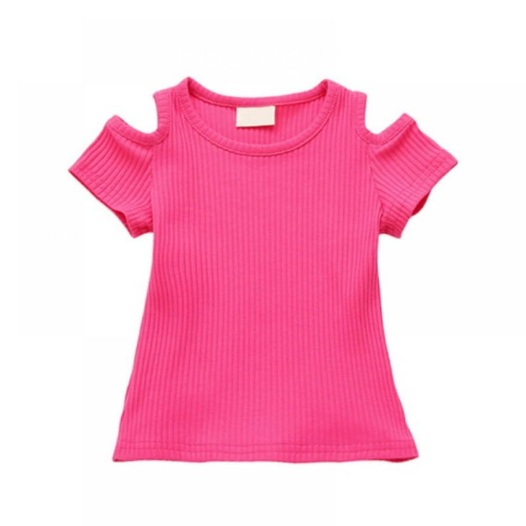 GYRATEDREAM Toddler Baby Girl Ribbed Short Sleeve Off-Shoulder Top