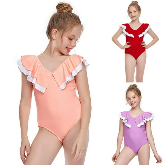 GYRATEDREAM Toddler Baby Girl Swimsuit Ruffled Bikini Tankini Swimsuit Kids Swimwear One Piece Bathing Suits for Girls 5-6 Years