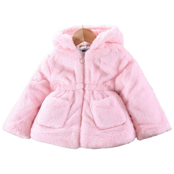 GYRATEDREAM Toddler Baby Girls Coats Cloak Zipper Woolen Jacket Dress Coat Outerwear Fall Winter Clothes for 2Y Pink