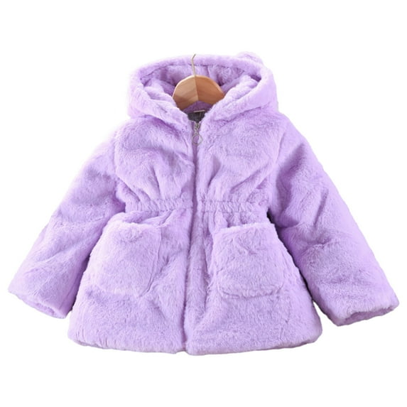 GYRATEDREAM Toddler Baby Girl Winter Coat Dress Coat Warm Woolen Jacket Long Sleeve Zipper Trench Coat Kids Peacoat Outwear Clothes for 5Y Purple