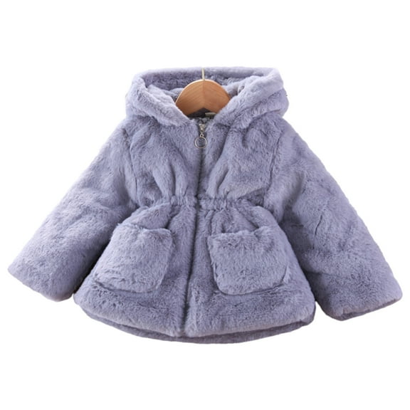 GYRATEDREAM Toddler Baby Girl Winter Coat Dress Coat Warm Woolen Jacket Long Sleeve Zipper Trench Coat Kids Peacoat Outwear Clothes for 6Y Gray