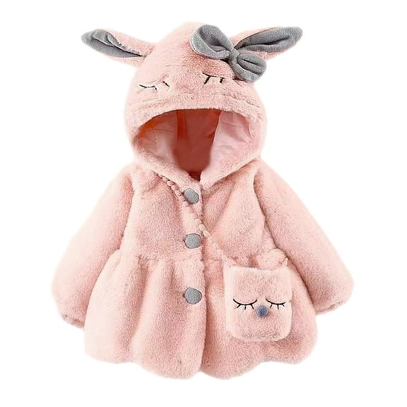 GYRATEDREAM Toddler Baby Girl's Fall Winter Coat Jacket Rabbit Ear Hoodie Snowsuit Thick Warm Coat Jacket Outwear