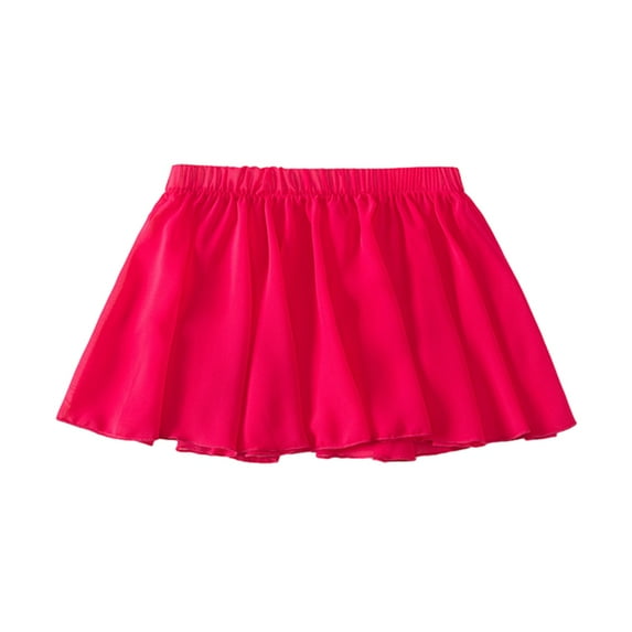 GYRATEDREAM Toddler Baby Girls Ballet Wrap Skirt Kids Chiffon Solid Color Pull-on Elastic Waist Dance Skirt Ballet Dancewear Rose Red for 3-14Y