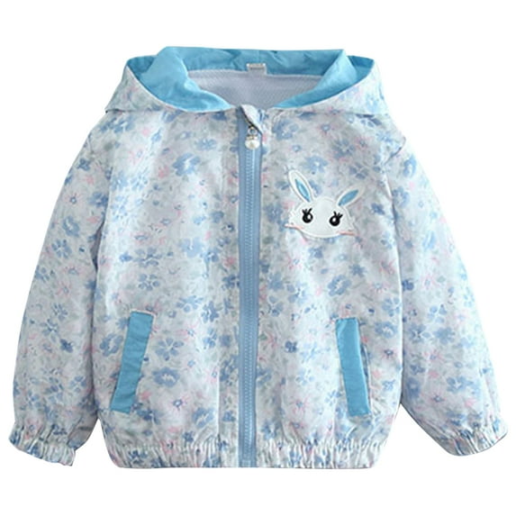 GYRATEDREAM Toddler Baby Girls Cartoon Spring Fall Hooded Jacket Windproof Outerwear Windbreaker Zipper Lightweight Jackets Coat