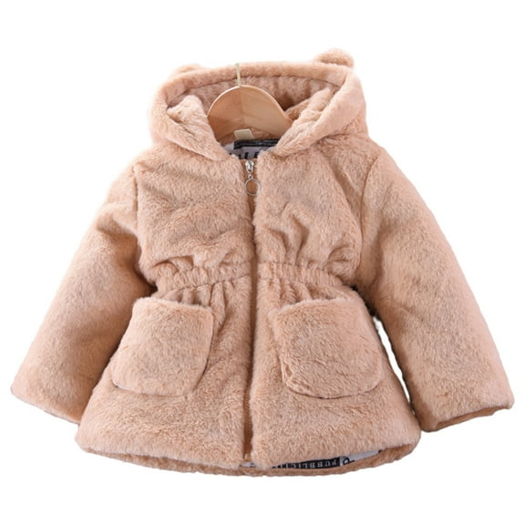 GYRATEDREAM Toddler Baby Girls Coats Cloak Zipper Woolen Jacket Dress Coat Outerwear Fall Winter Clothes for 3Y Beige