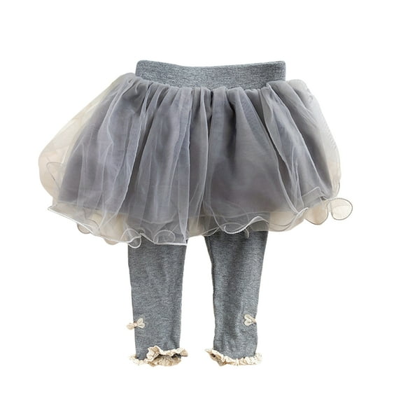 GYRATEDREAM Toddler Baby Girls Culottes Leggings with Tulle Skirt Kids Cotton Pants Stretchy Ruffle Layed Tutu Skirt Leggings Footless Tights for 1-6 Years