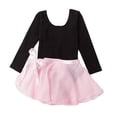 thumbnail image 1 of GYRATEDREAM Toddler Baby Girls Dance Clothes Kids Long Sleeve Romper + Tulle Tutu Dresses Party Birthday Wedding Guest Black + Pink for 2-12T, 1 of 7