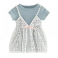 thumbnail image 1 of GYRATEDREAM Toddler Baby Girls Dress Short Sleeve Ribbed Knitted Tops Patch Tulle A-line Gauze Dresses 0-24 Months, 1 of 3