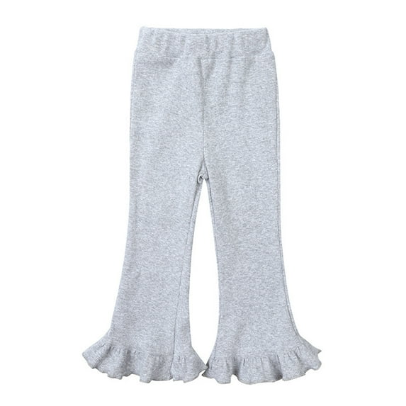 GYRATEDREAM Toddler Baby Girls Flare Leggings Kids High Waist Stretchy Bell Bottoms Leggings Boot Cut Yoga Pants Athletic Leggings Gray for 12M-8T