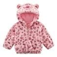 thumbnail image 1 of GYRATEDREAM Toddler Baby Girls Fleece Jacket Kids Winter Cute Teddy Coat Zip Up Bear Ear Hoodie with Pockets, 6-7Y, 1 of 7