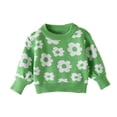 thumbnail image 1 of GYRATEDREAM Toddler Baby Girls Knit Sweater Blouse Little Kids Round Neck Long Sleeve Flower Print Pullover Sweatshirt Top Children Warm Fall Winter Clothes for 12M-5T, 1 of 6