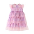 thumbnail image 1 of GYRATEDREAM Toddler Baby Girls Layered Tulle Puffy Dress Kids Rainbow Color Short Ruffle Sleeve Mesh Princess Dress Children Wedding Birthday Ball Gown Prom Cake Dress for 1-10 Years, 1 of 8