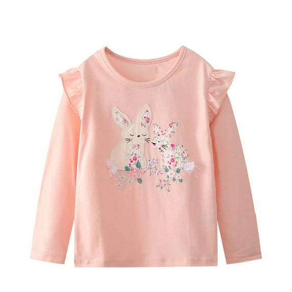 GYRATEDREAM Toddler Baby Girls Long Sleeve Ruffle T Shirt Kids Casual Graphic Top Blouse T-Shirt Undershirt
