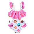 thumbnail image 1 of GYRATEDREAM Toddler Baby Girls One Piece Swimsuits Kids Mermaid Scale Print Quick Dry Ruffle Cut Out Beach Bathing Suit Beach Swimwear for 2-9 Years, 1 of 8