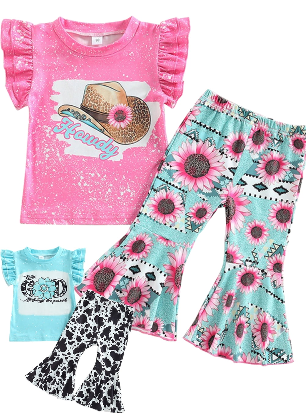 GYRATEDREAM Toddler Baby Girls Outfits Western Cow Print Clothes Spring ...