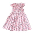 thumbnail image 1 of GYRATEDREAM Toddler Baby Girls Print Princess Dress Kids Teen Casual Cotton Short Sleeve Stretch A-line Swing Skater Twirl School Dress for 2-16 Years, 1 of 7