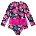 thumbnail image 1 of GYRATEDREAM Toddler Baby Girls Rash Guard Long Sleeve One Piece Swimsuits Kids Cartoon Print Zipper Bathing Suits UPF 50+/Sun Protection for 4-9 Years, 1 of 8
