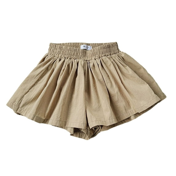 GYRATEDREAM Toddler Baby Girls Ruffle Skorts Kids Stretchy Waist Loose Mini Skirts with Shorts Children Solid High Waist Flowy Culottes Short Skirts for 1-6 Years
