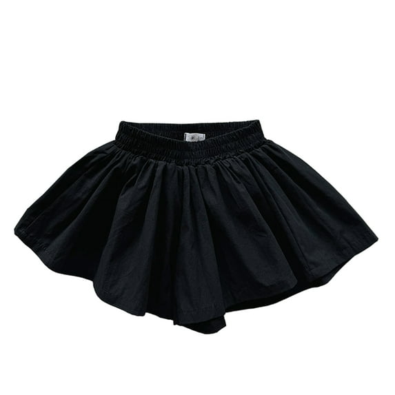 GYRATEDREAM Toddler Baby Girls Ruffle Skorts Kids Stretchy Waist Loose Mini Skirts with Shorts Children Solid High Waist Flowy Culottes Short Skirts for 1-6 Years