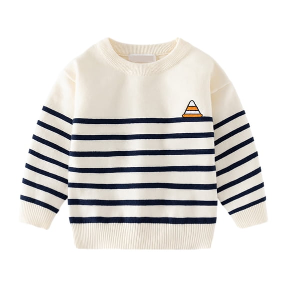 GYRATEDREAM Toddler Baby Knit Sweater for Boys Long Sleeve Crewneck Striped Cotton Pullover Sweatshirt Fall Winter 2-7T
