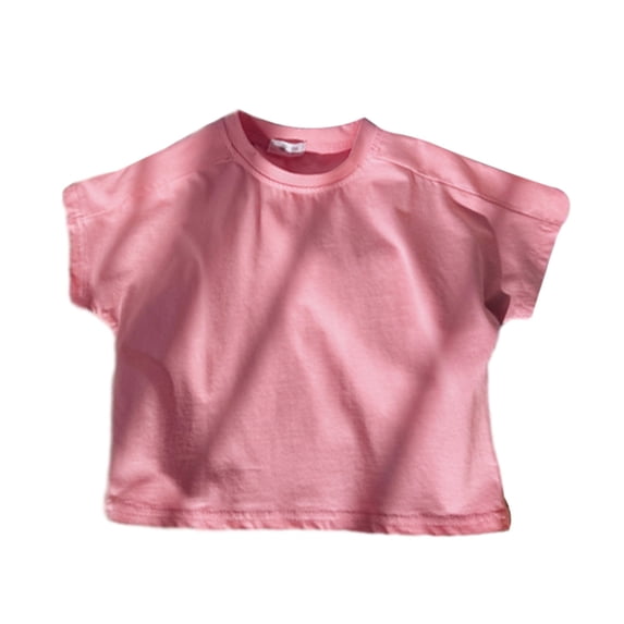 GYRATEDREAM Toddler Baby Short Sleeve Cotton T-Shirts Boys Girls Solid Color Crewneck Loose Tops Kids Cute Wicking Moisture Quick Dry Tee for 2-6 Years