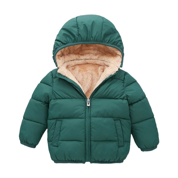 GYRATEDREAM Toddler Baby Winter Fleece Thicken Coats Boys Girls Teddy Bear Hooded Windproof Padded Jacket Outerwear Kids Warm Lined Zipper Down Jacket for 1-7 Years