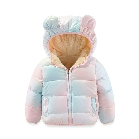 GYRATEDREAM Toddler Baby Winter Fleece Thicken Coats Boys Girls Teddy Bear Hooded Windproof Padded Jacket Outerwear Kids Warm Lined Zipper Down Jacket for 18 Months-7 Years