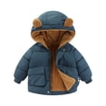 thumbnail image 1 of GYRATEDREAM Infant Baby Winter Coat Cute Teddy Bear Hooded Padded Jacket Warm Fleece Outerwear Windproof Toddler Boys Girl Winter Clothes for 6-7Y Blue, 1 of 6