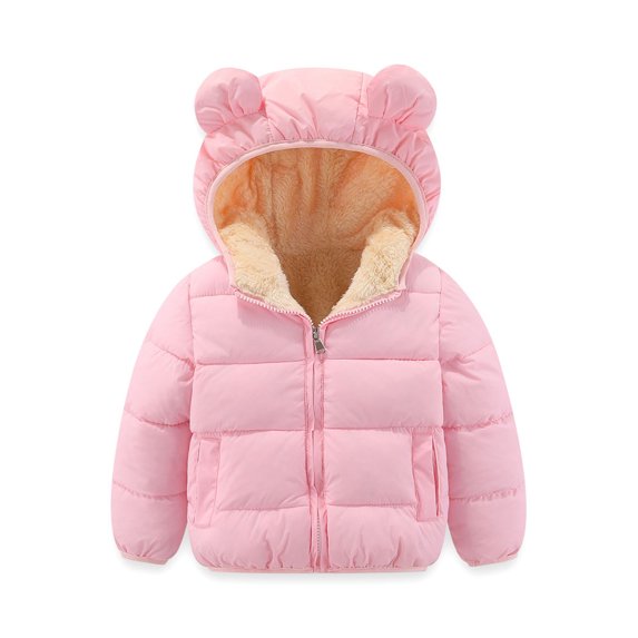 GYRATEDREAM Toddler Baby Winter Fleece Thicken Coats Boys Girls Teddy Bear Hooded Windproof Padded Jacket Outerwear Kids Warm Lined Zipper Down Jacket for 18 Months-7 Years