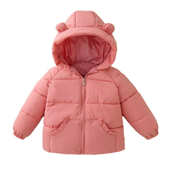GYRATEDREAM Toddler Baby Winter Hooded Fleece Jacket Little Kids Boy Girl Lining Cotton Bear Hoods Outerwear Coat