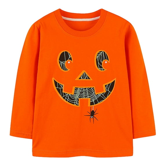 GYRATEDREAM Toddler Boy Girl Halloween Shirt Pumpkin Long Sleeve Kid Crewneck Tee Top 2-7T