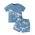 thumbnail image 1 of GYRATEDREAM Toddler Boy Summer Outfit Dinosaur Print Short Sleeve T-shirt Tops Elastic Shorts 2 Piece Summer Clothes,Size 4 Years, 1 of 8