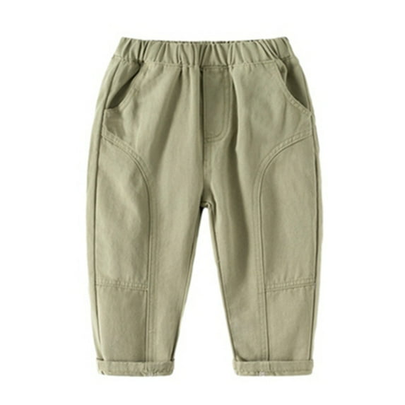 GYRATEDREAM Toddler Boys Casual Cargo Pants with Side Pocket Elastic Waistband Trousers Pull On Solid Color Jogger Pants, 7-8T
